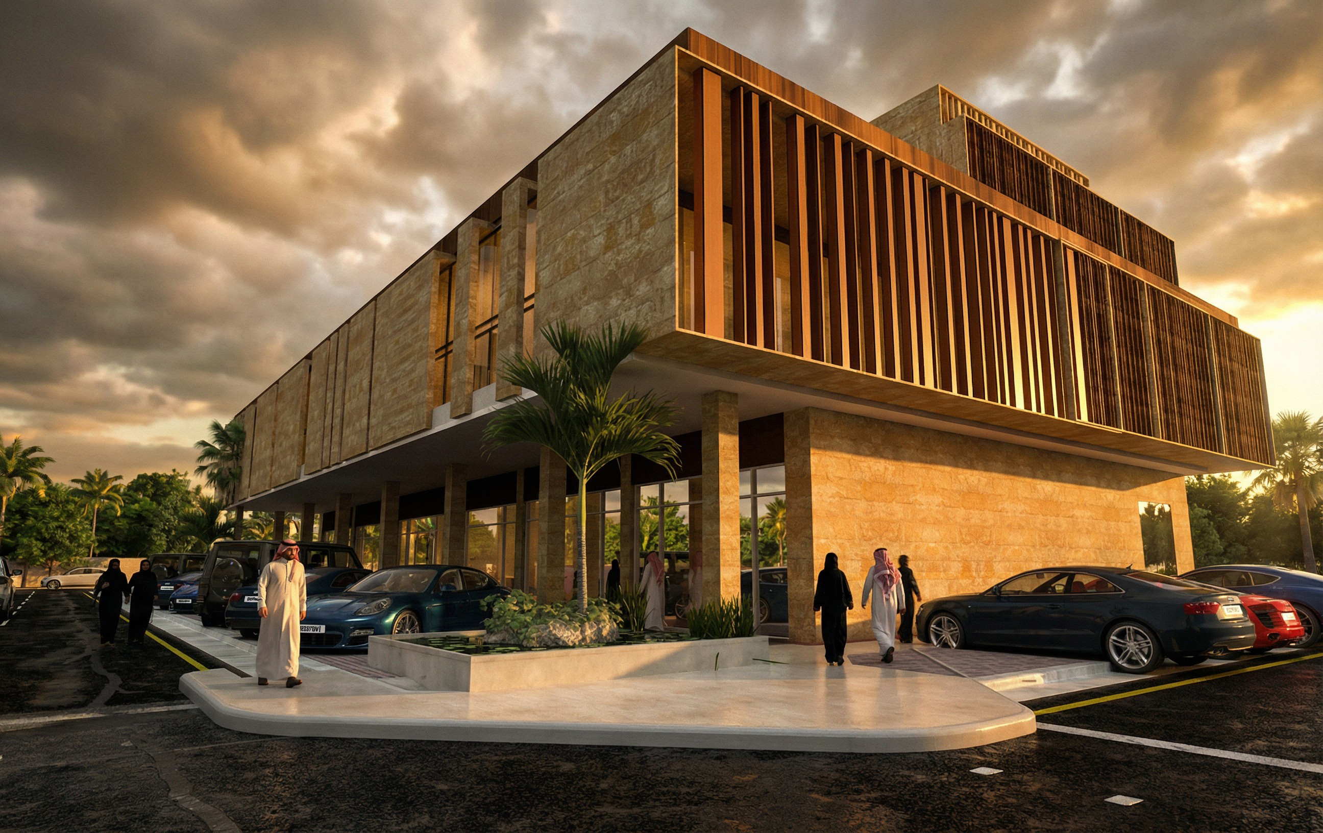 Stone & Wood Facade Office — alternate angle